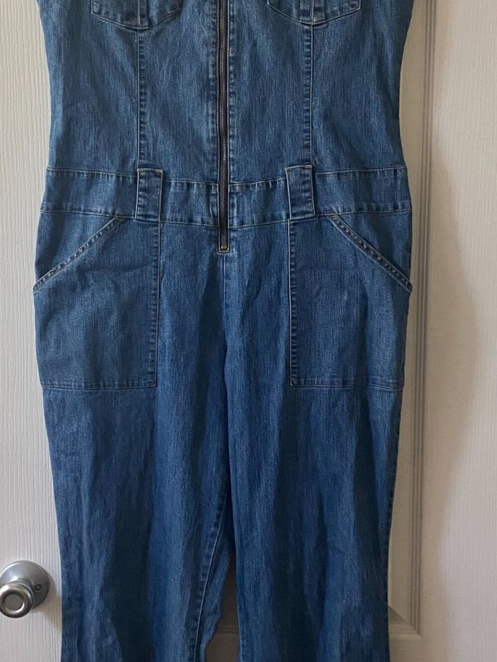 Vintage Western Y2K Denim Wide Leg Jumpsuit No Boundaries - Picture 2 of 8